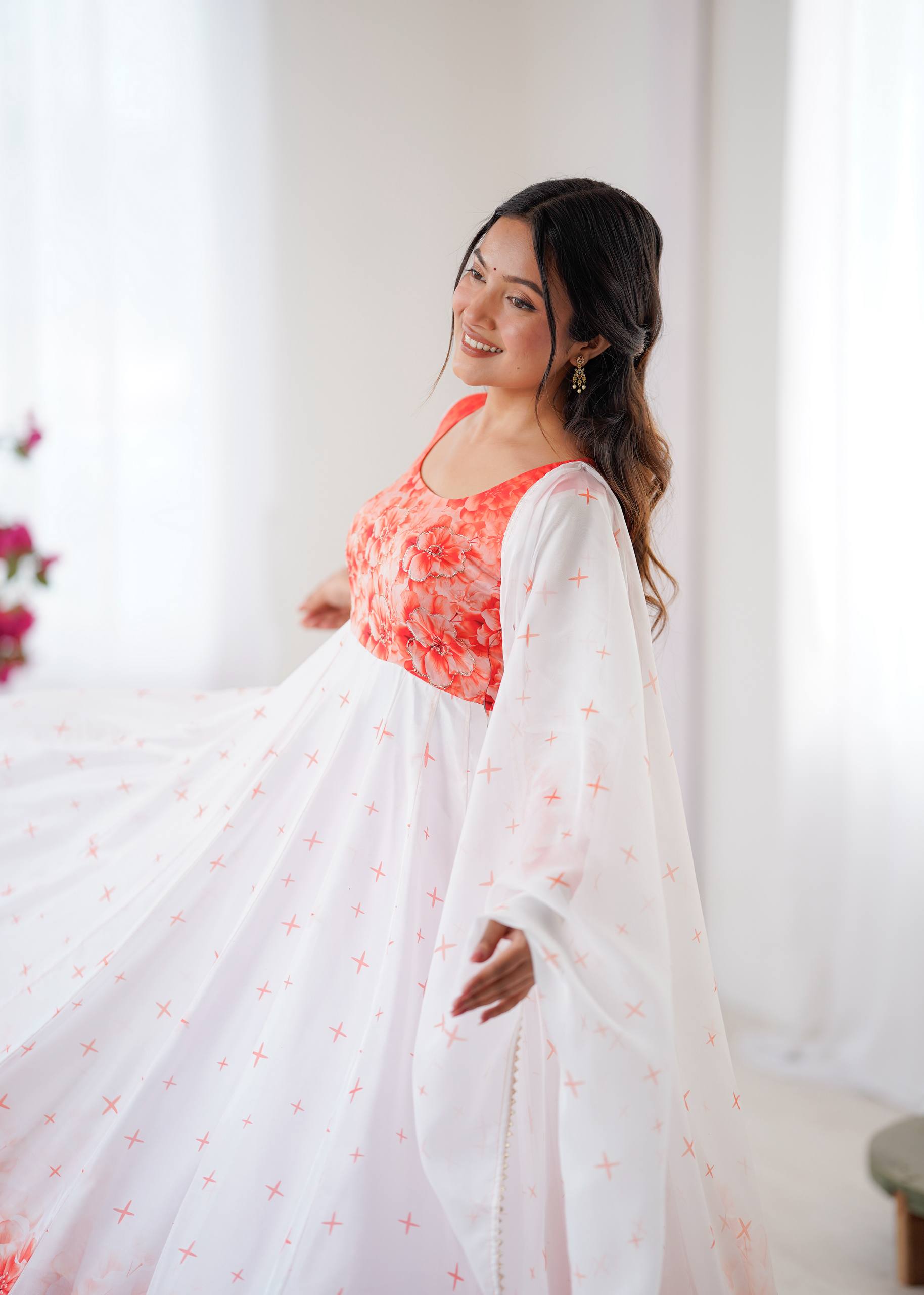 Elegant Organza Taby Silk Party Wear Gown Set with Dupatta & Bottom | Premium Designer Collection