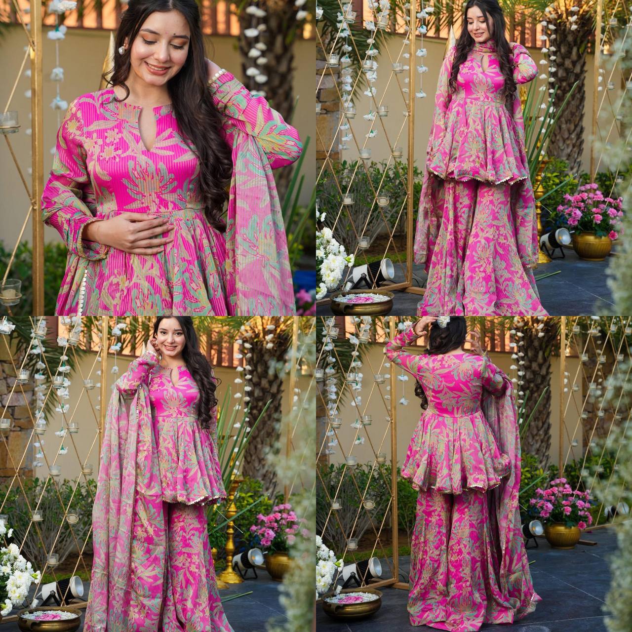 Premium Designer Faux Blooming Sequins Embroidered Gown With Dupatta – DNo.1312