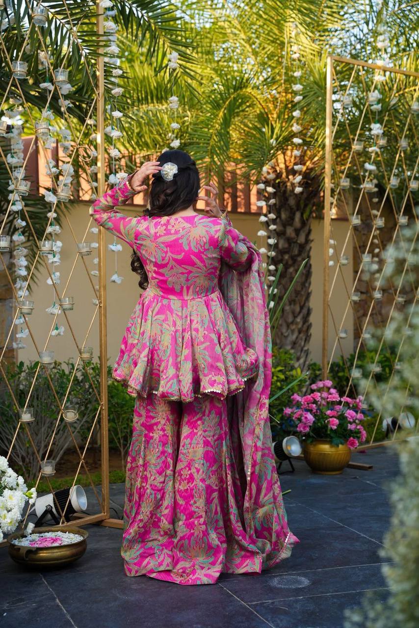 Premium Designer Faux Blooming Sequins Embroidered Gown With Dupatta – DNo.1312