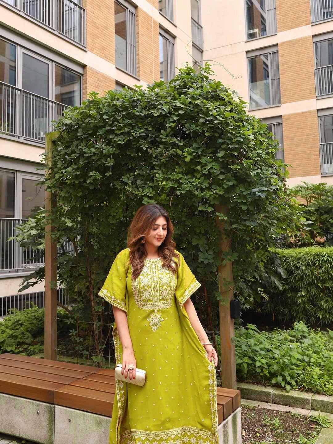 Designer Faux Georgette Embroidered Kaftan Kurti Pant Set | Party & Festive Wear| D.No- 1315.95
