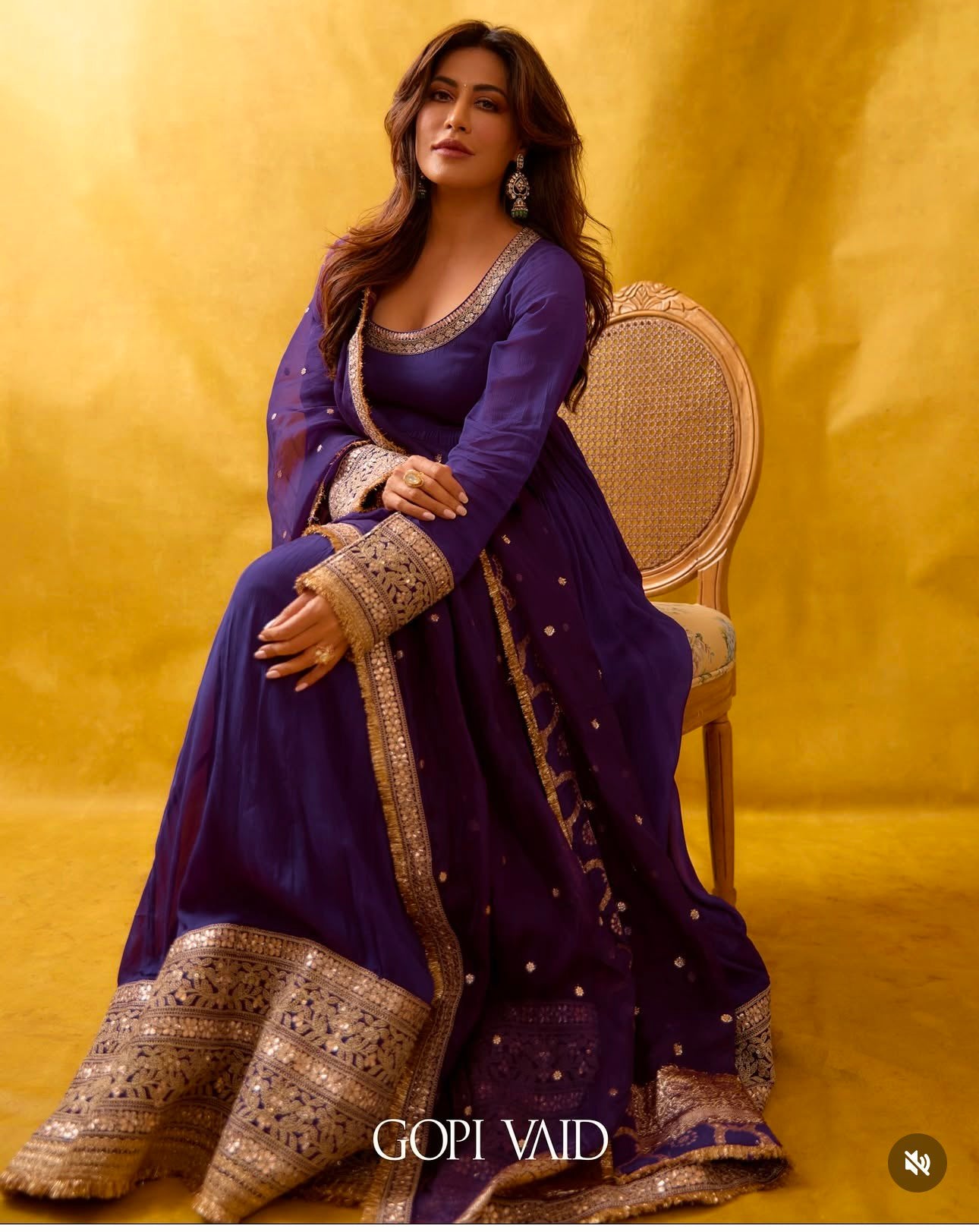 Pure Chinon Silk Embroidered Gown Set I DNo.1469