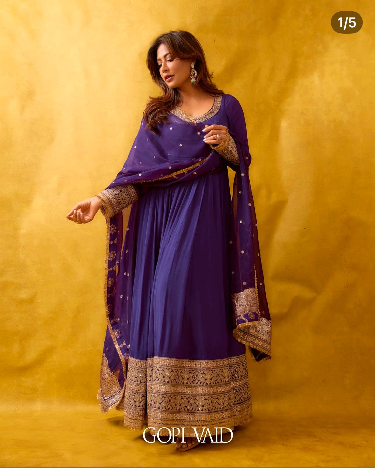 Pure Chinon Silk Embroidered Gown Set I DNo.1469