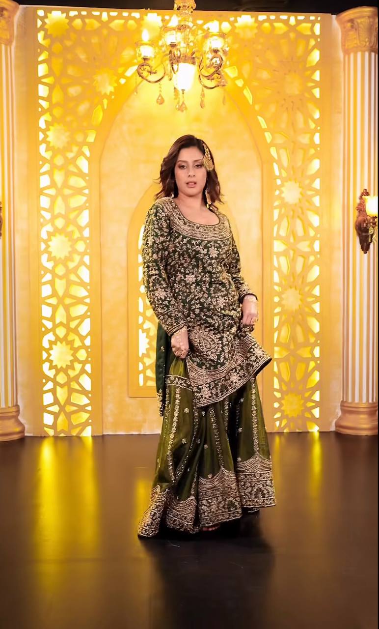 Designer GMY Silk Embroidered Top Sharara Palazzo Set with Dupatta | Party Wear – D.No. 1578