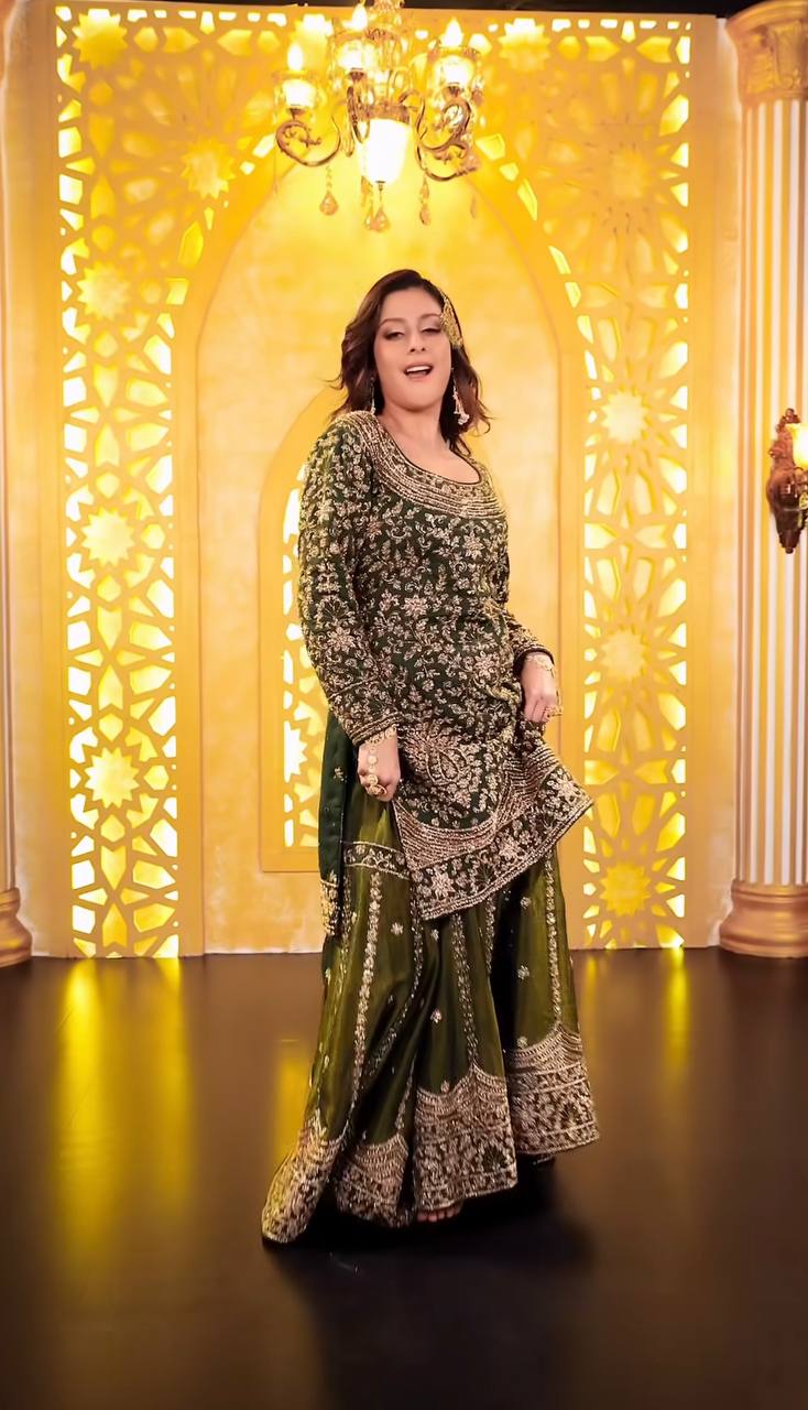 Designer GMY Silk Embroidered Top Sharara Palazzo Set with Dupatta | Party Wear – D.No. 1578