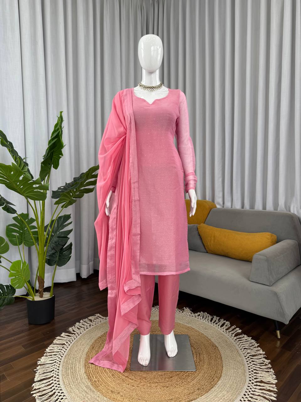 Women’s Barbari Silk Designer Suit & Pant Set with Dupatta | D.No. 1303