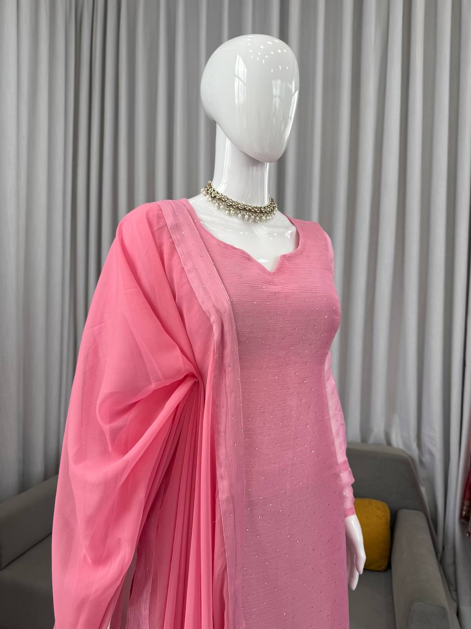 Women’s Barbari Silk Designer Suit & Pant Set with Dupatta | D.No. 1303