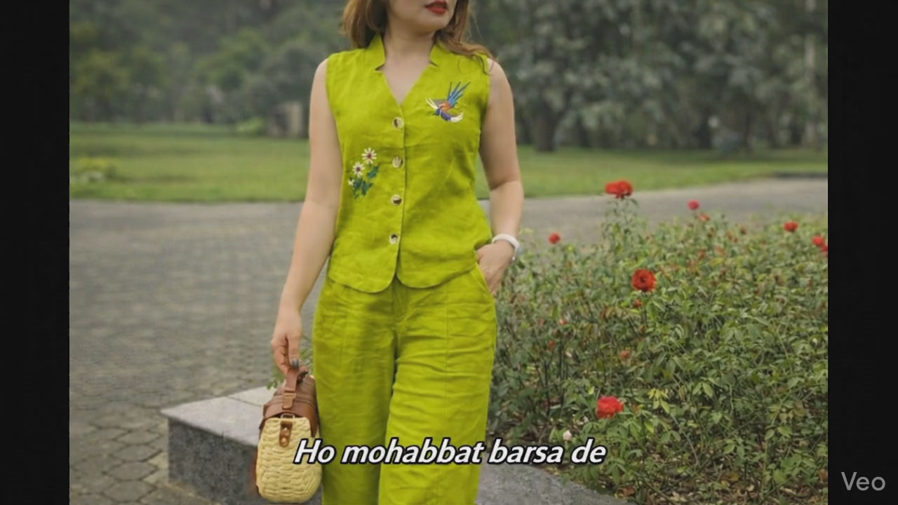 Trending Premium Cotton Slub Cord Set with Aari Bird & Flower Work – Top & Palazzo (ssvf_599)