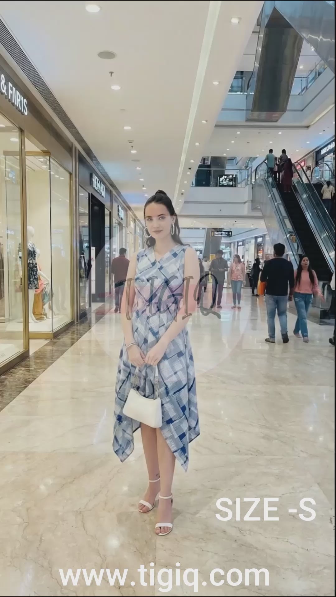 Stylish Asymmetrical Crepe Dress for Women – Sleeveless Check Print (S to XL)