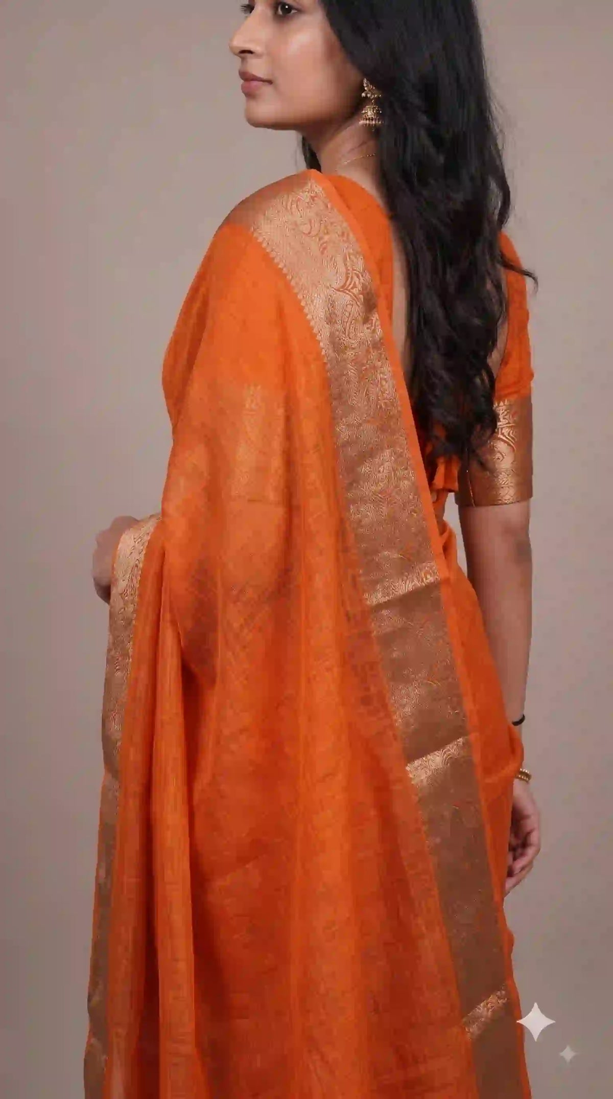 Orange marshmallow saree – side view