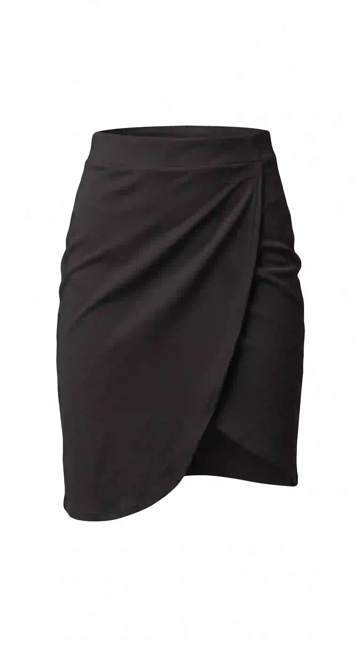 Black wrap-style mini skirt – front view | TIGIQ